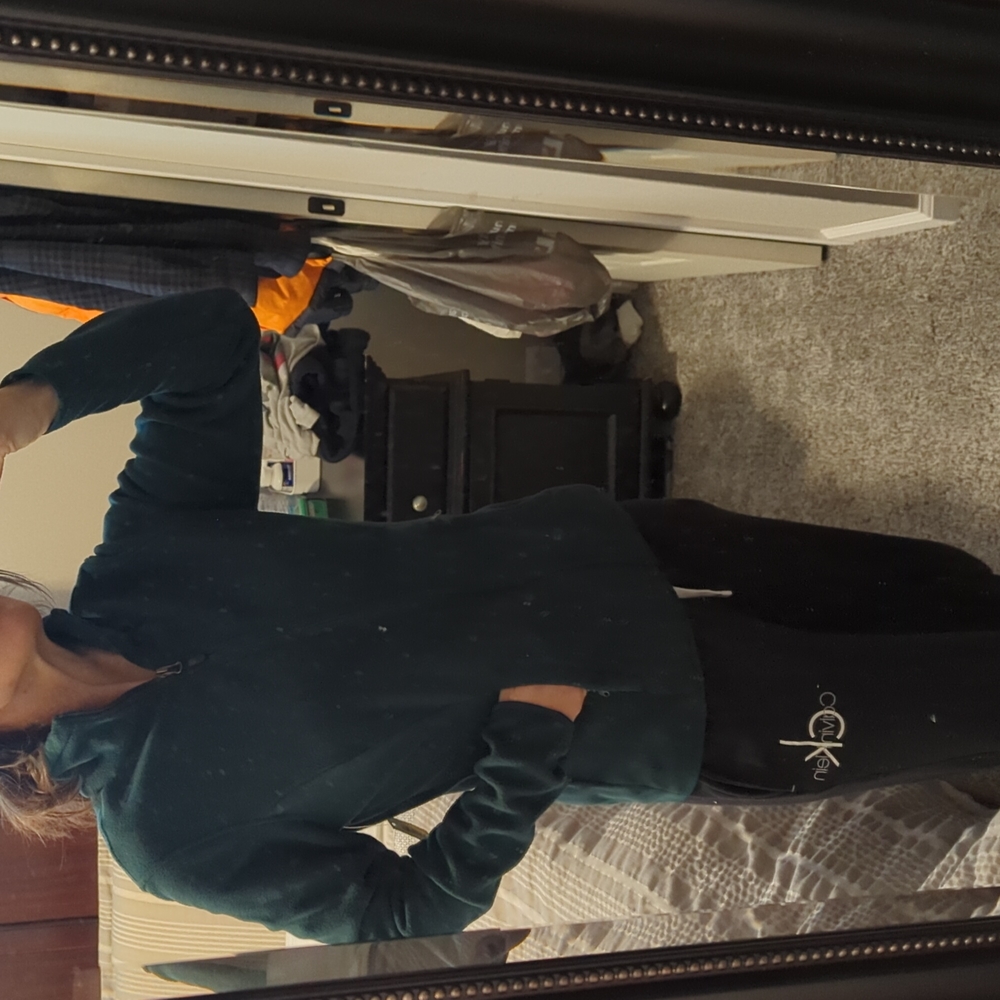 NWT forest green fleece zip sweater